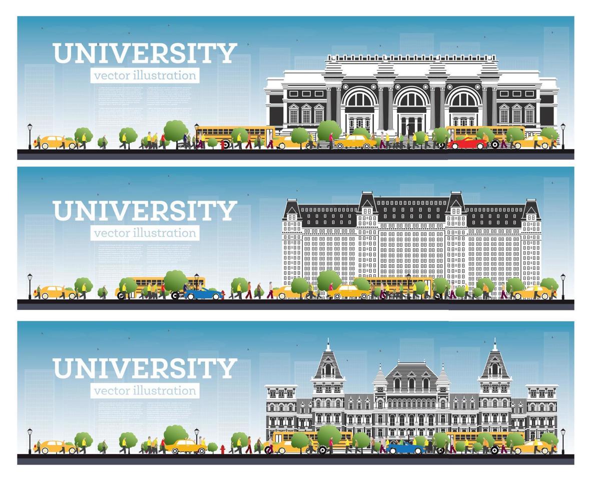 Universiteit campus set. studie spandoeken. vector