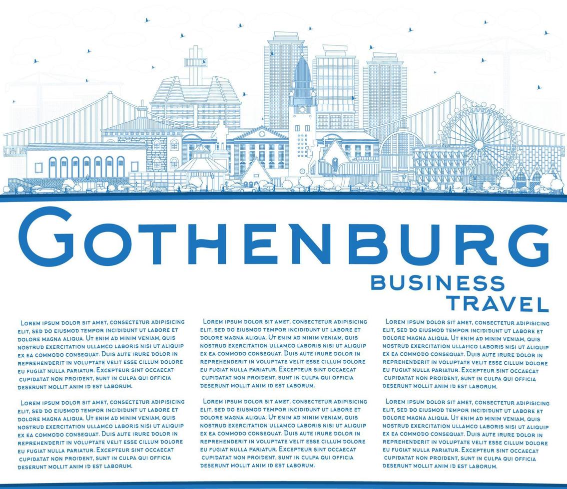 schets Göteborg Zweden stad horizon met blauw gebouwen en kopiëren ruimte. vector