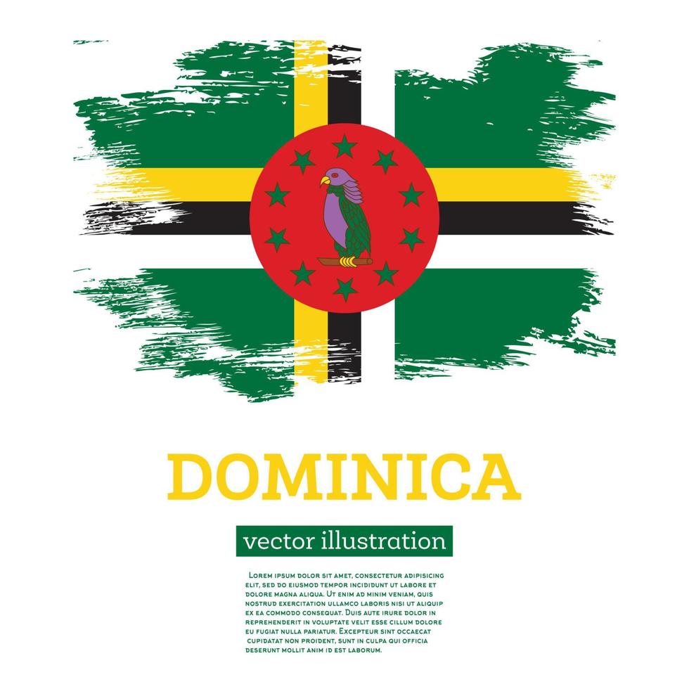 dominica vlag met borstel slagen. onafhankelijkheid dag. vector