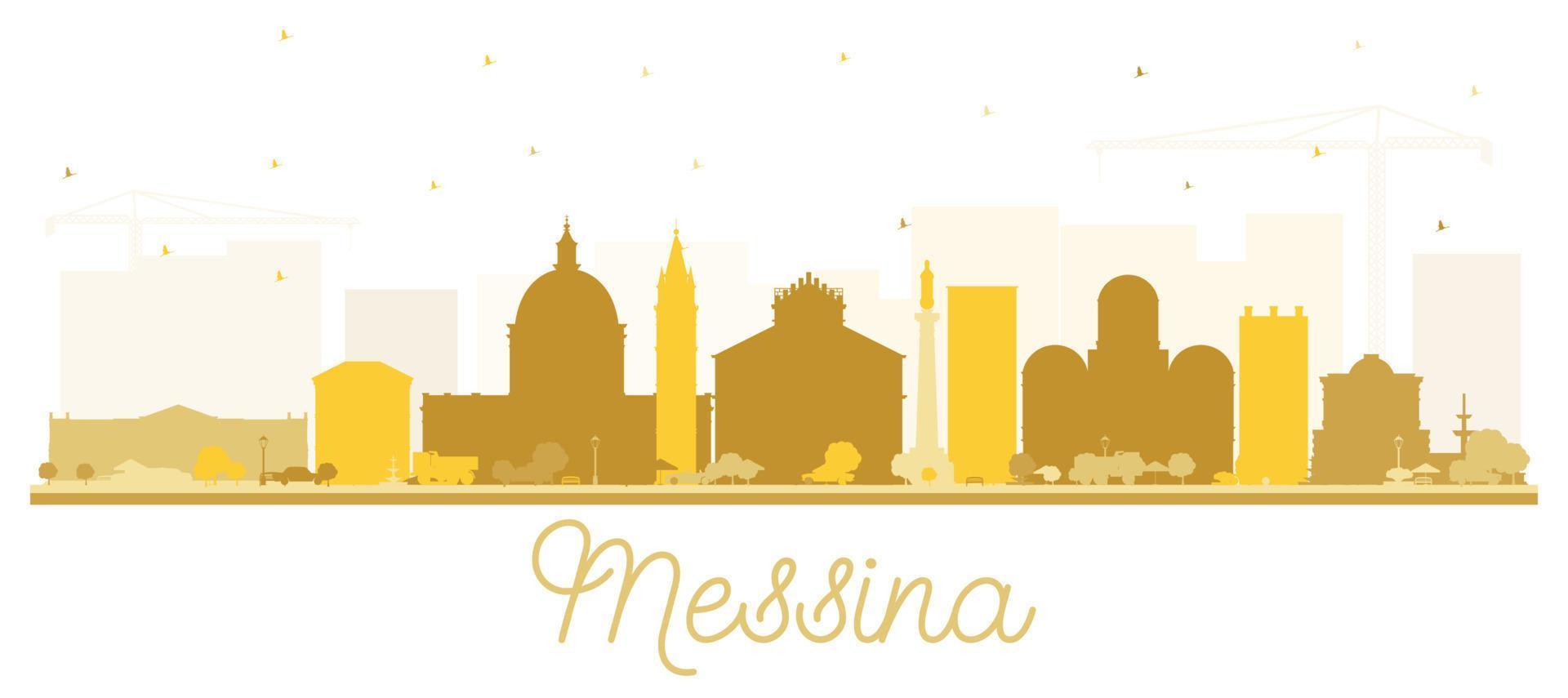 messina Sicilië Italië stad horizon silhouet met gouden gebouwen geïsoleerd Aan wit. vector