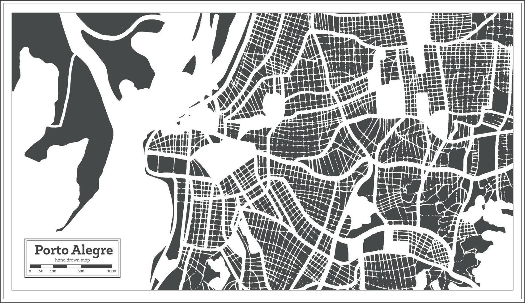 porto Alegre Brazilië stad kaart in retro stijl. schets kaart. vector