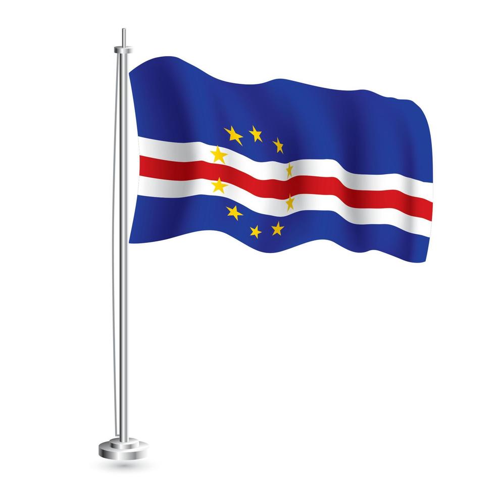 cabo verde vlag. geïsoleerd realistisch Golf vlag van cabo verde land Aan vlaggenmast. vector