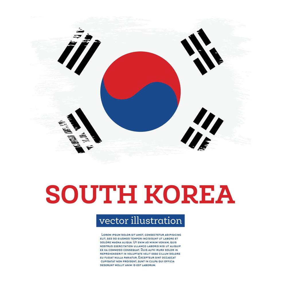 zuiden Korea vlag met borstel slagen. onafhankelijkheid dag. vector