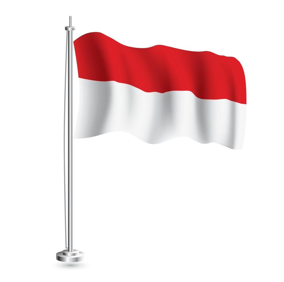 Indonesisch vlag. geïsoleerd realistisch Golf vlag van Indonesië land Aan vlaggenmast. vector