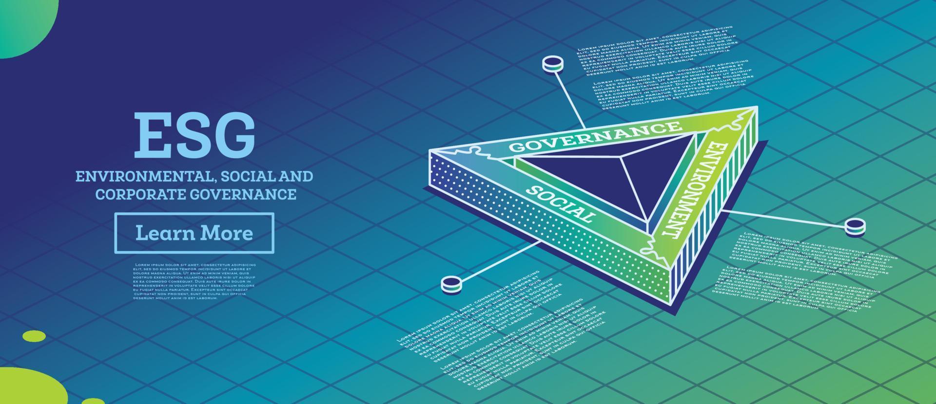 esg concept van milieu, sociaal en bestuur. vector illustratie.