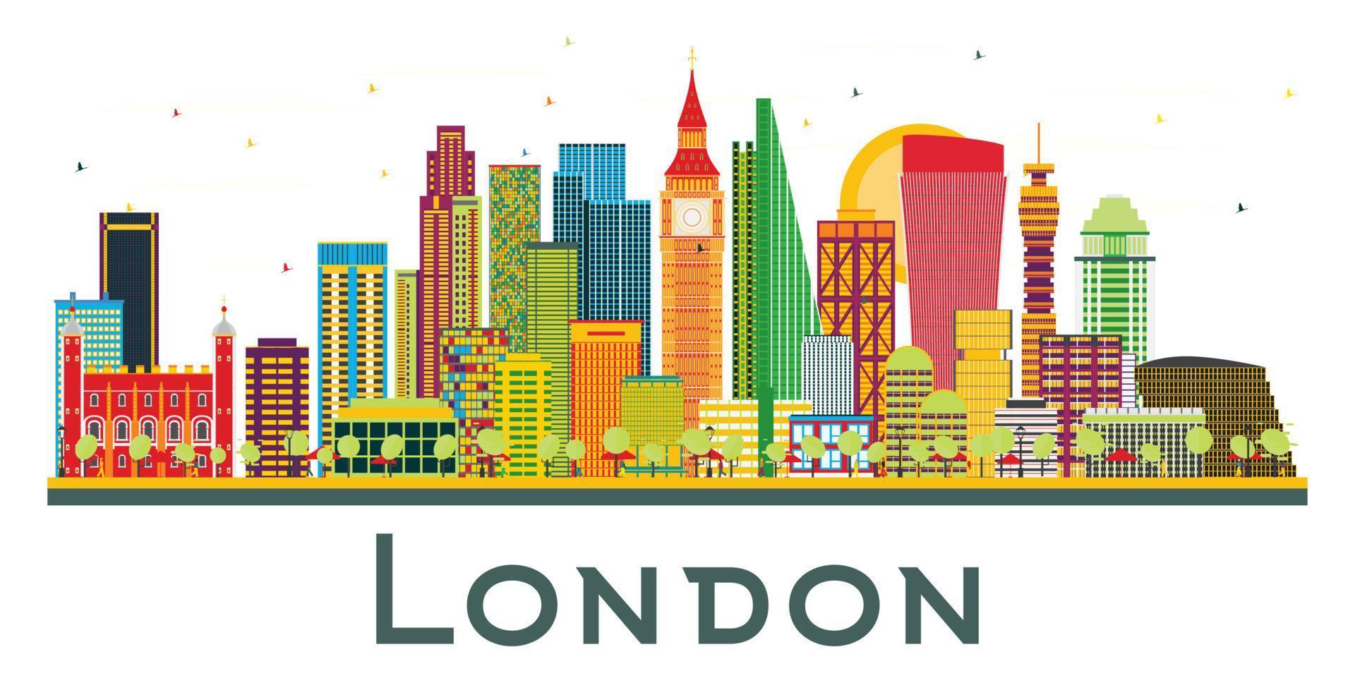 Londen Engeland stad horizon met kleur gebouwen geïsoleerd Aan wit. vector