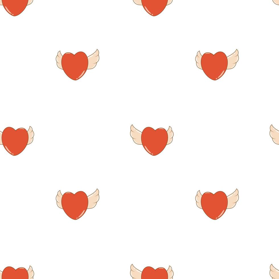 valentijnsdag dag naadloos patroon met harten en Vleugels in retro tekenfilm stijl van Jaren 60 - jaren 70 vector