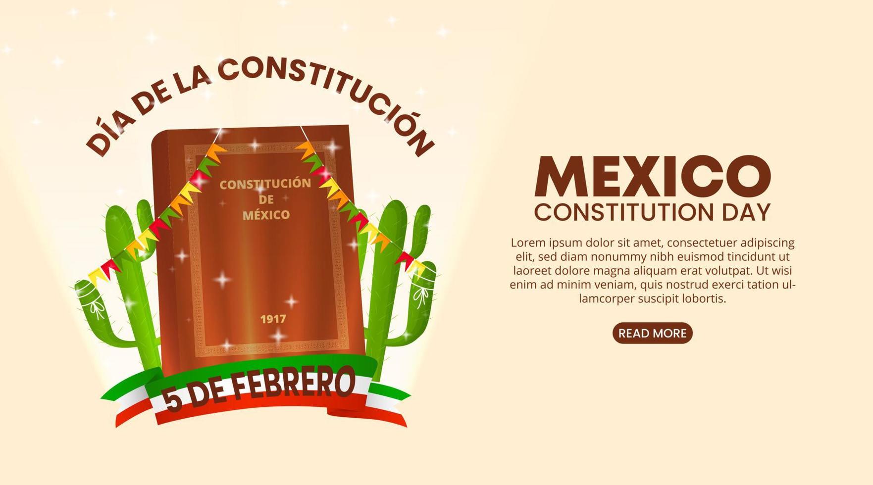 dia de la constitucion de Mexico of Mexico grondwet dag achtergrond met de Mexicaans grondwet van 1917 en sjaal vector