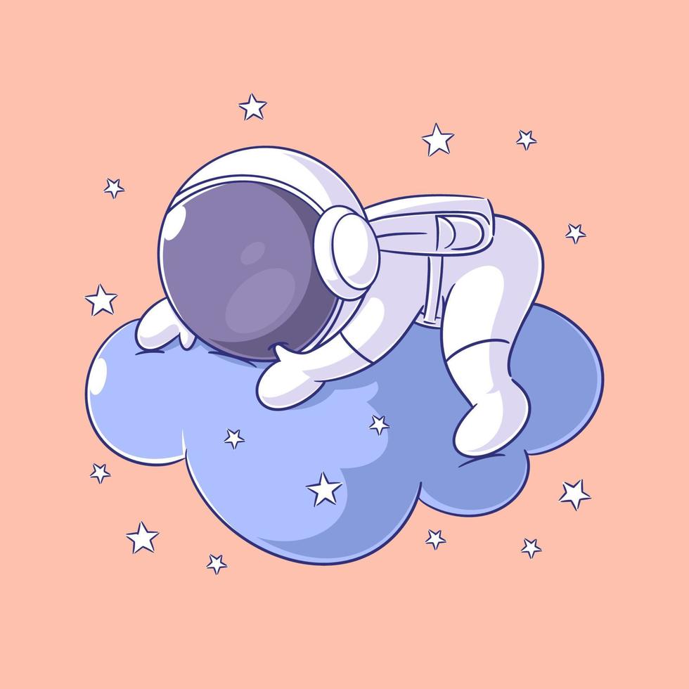 astronaut is in een wolk en slapen met de sterren vector