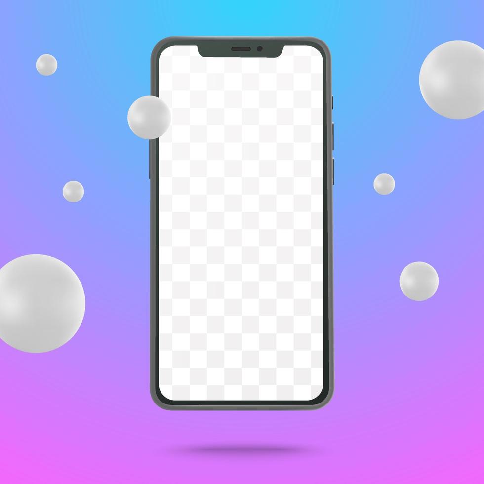 smartphone mochup met vliegend ballen vector