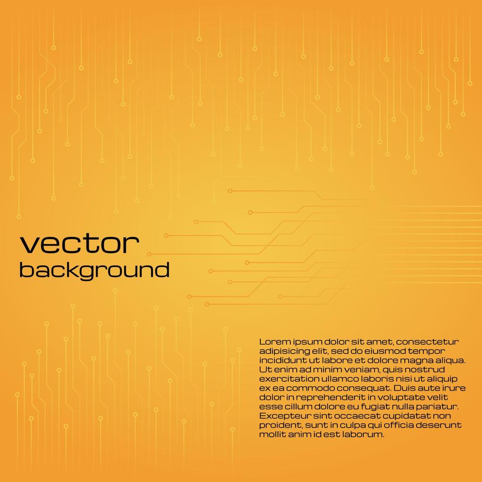 abstract technologisch geel achtergrond met elementen van de microchip. stroomkring bord achtergrond textuur. vector illustratie.