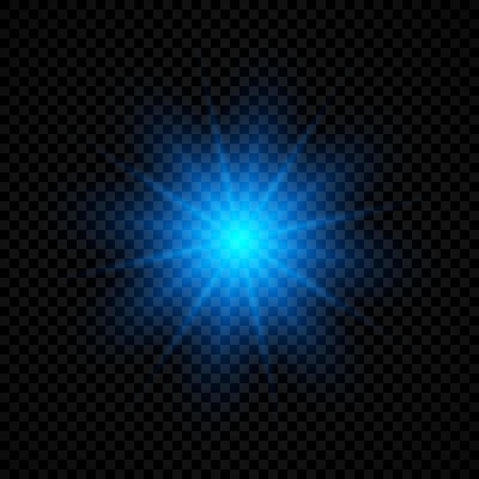 licht effect van lens fakkels. blauw gloeiend lichten starburst Effecten met sparkles Aan een transparant achtergrond. vector illustratie