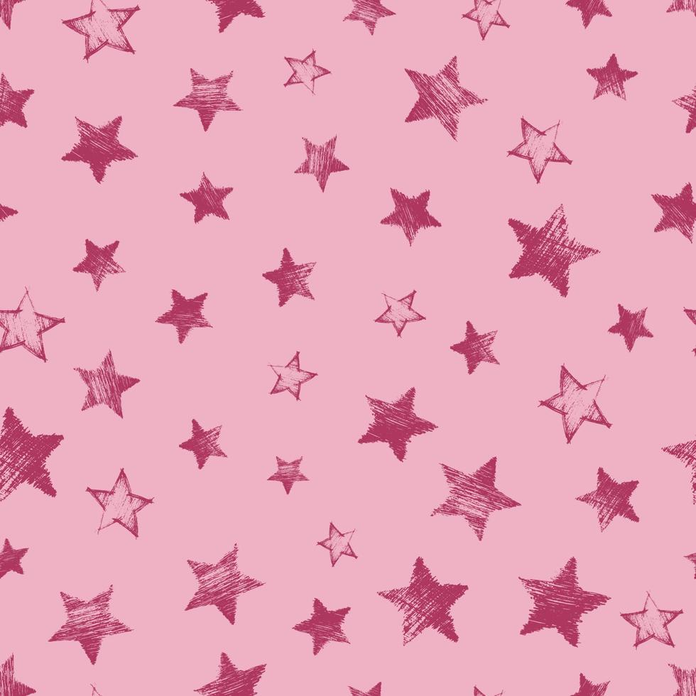 naadloos patroon met hand- getrokken rood sterren Aan rood achtergrond. abstract grunge textuur. vector illustratie