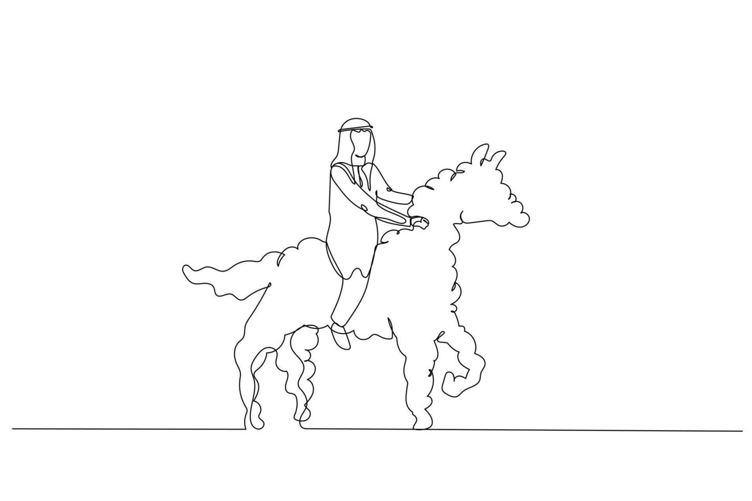 Arabisch Mens rijden wit wolk paard metafoor van beheer idee vector