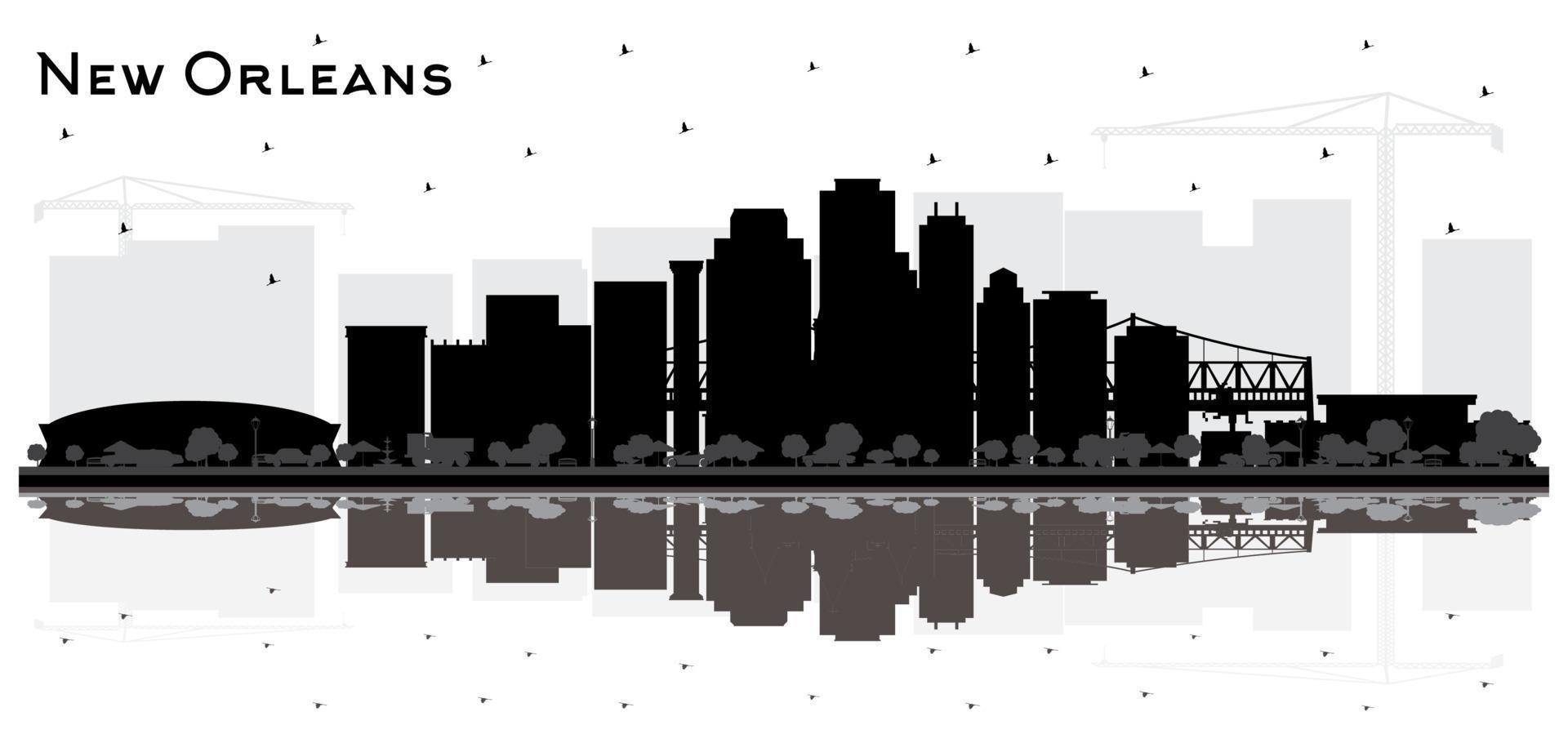 nieuw orleans Louisiana stad horizon silhouet met zwart gebouwen geïsoleerd Aan wit. vector