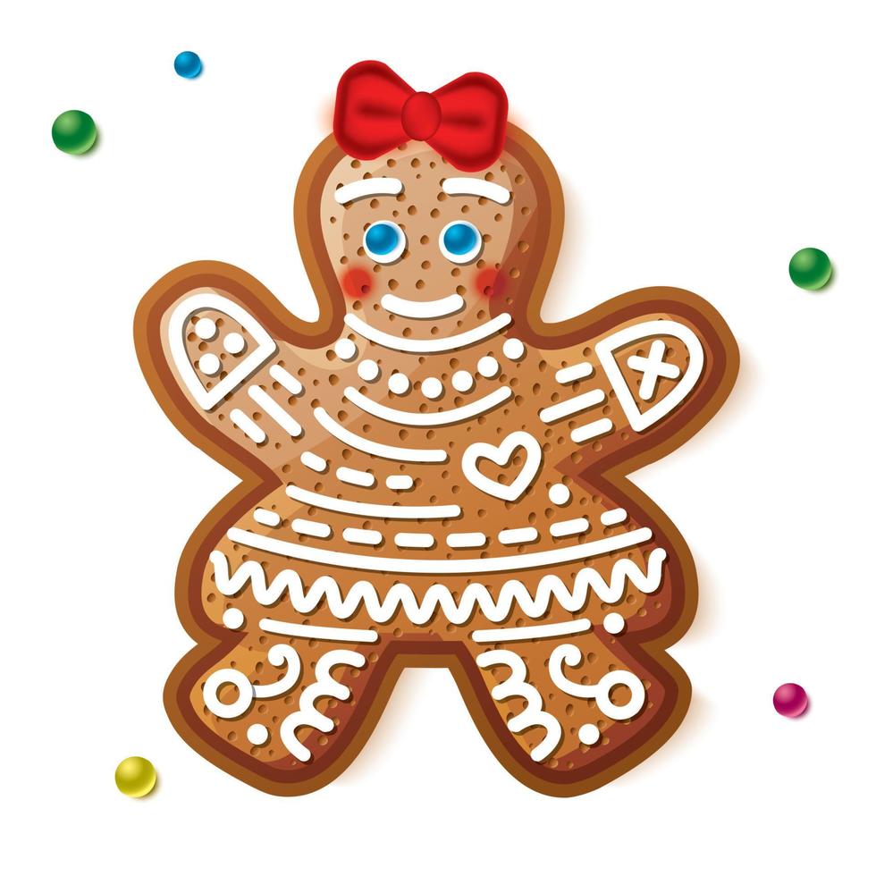 peperkoek vrouw geïsoleerd Aan wit. Kerstmis koekje. vector