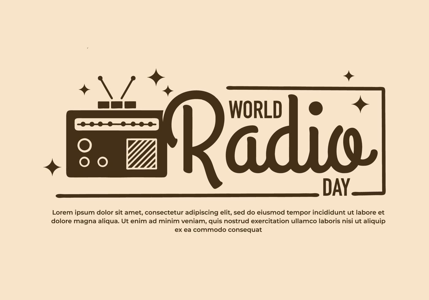 wereld radio dag illustratie insigne ontwerp vector