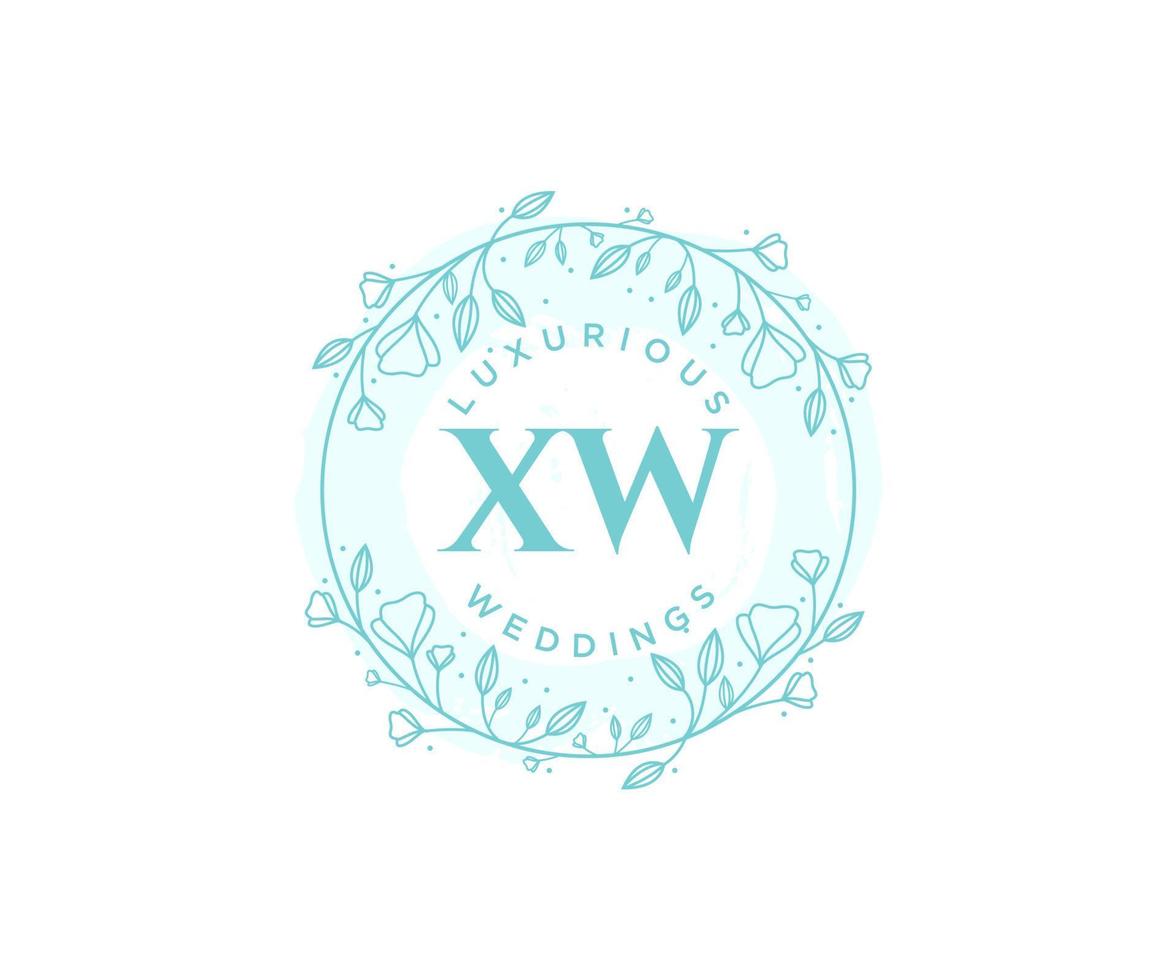 xw initialen brief bruiloft monogram logos sjabloon, hand- getrokken modern minimalistisch en bloemen Sjablonen voor uitnodiging kaarten, opslaan de datum, elegant identiteit. vector