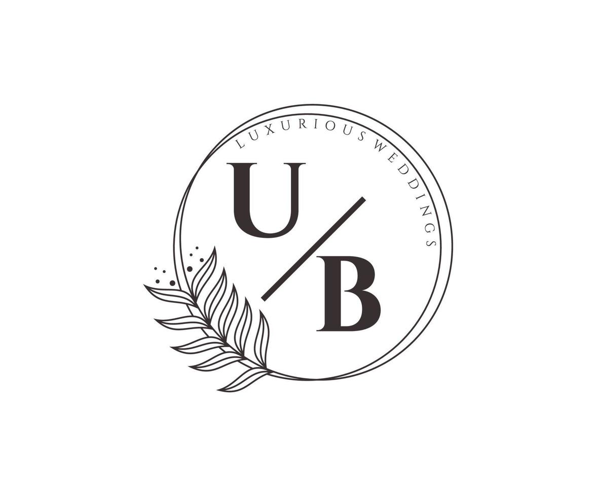 ub initialen brief bruiloft monogram logos sjabloon, hand- getrokken modern minimalistisch en bloemen Sjablonen voor uitnodiging kaarten, opslaan de datum, elegant identiteit. vector