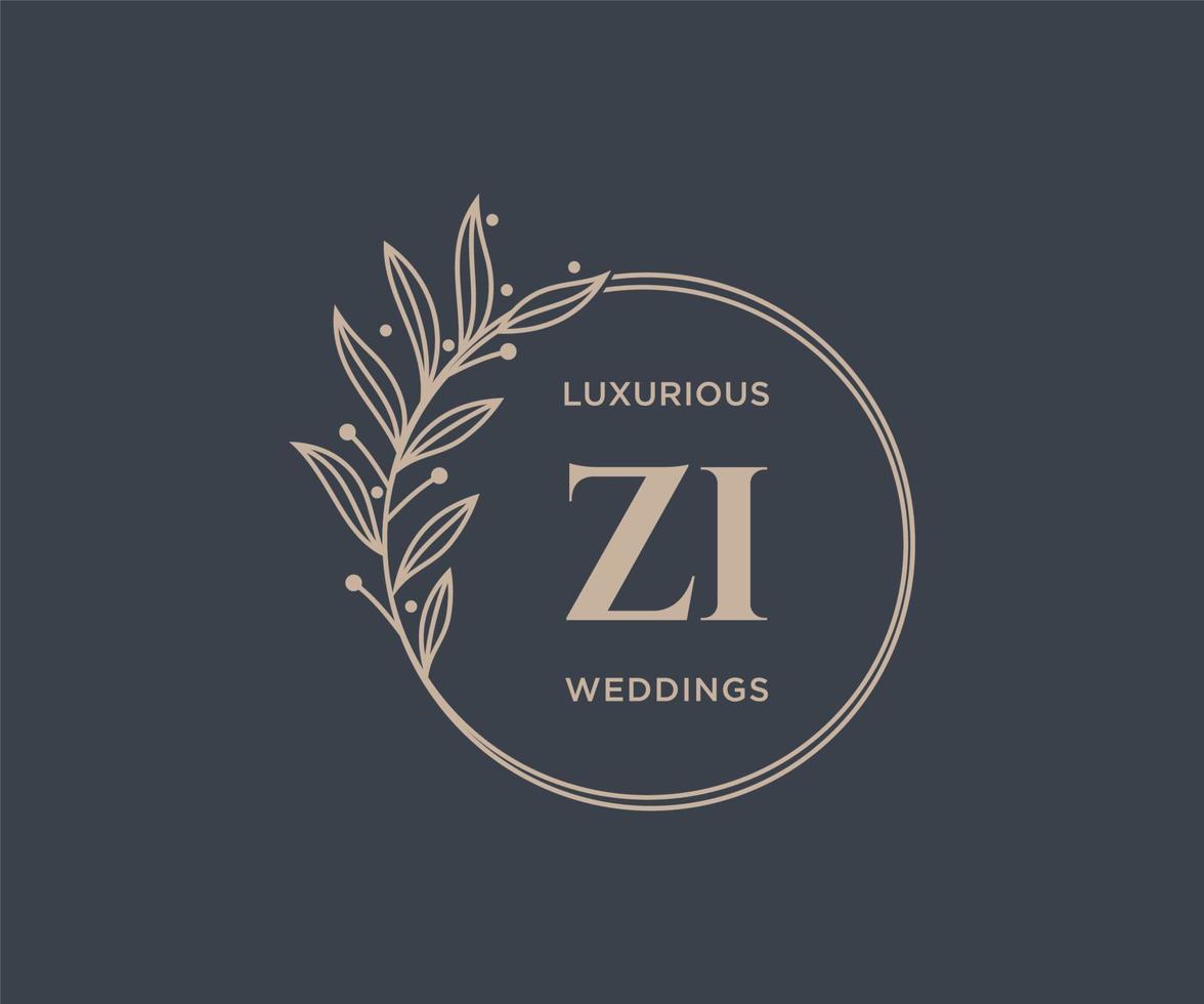 zi initialen brief bruiloft monogram logos sjabloon, hand- getrokken modern minimalistisch en bloemen Sjablonen voor uitnodiging kaarten, opslaan de datum, elegant identiteit. vector