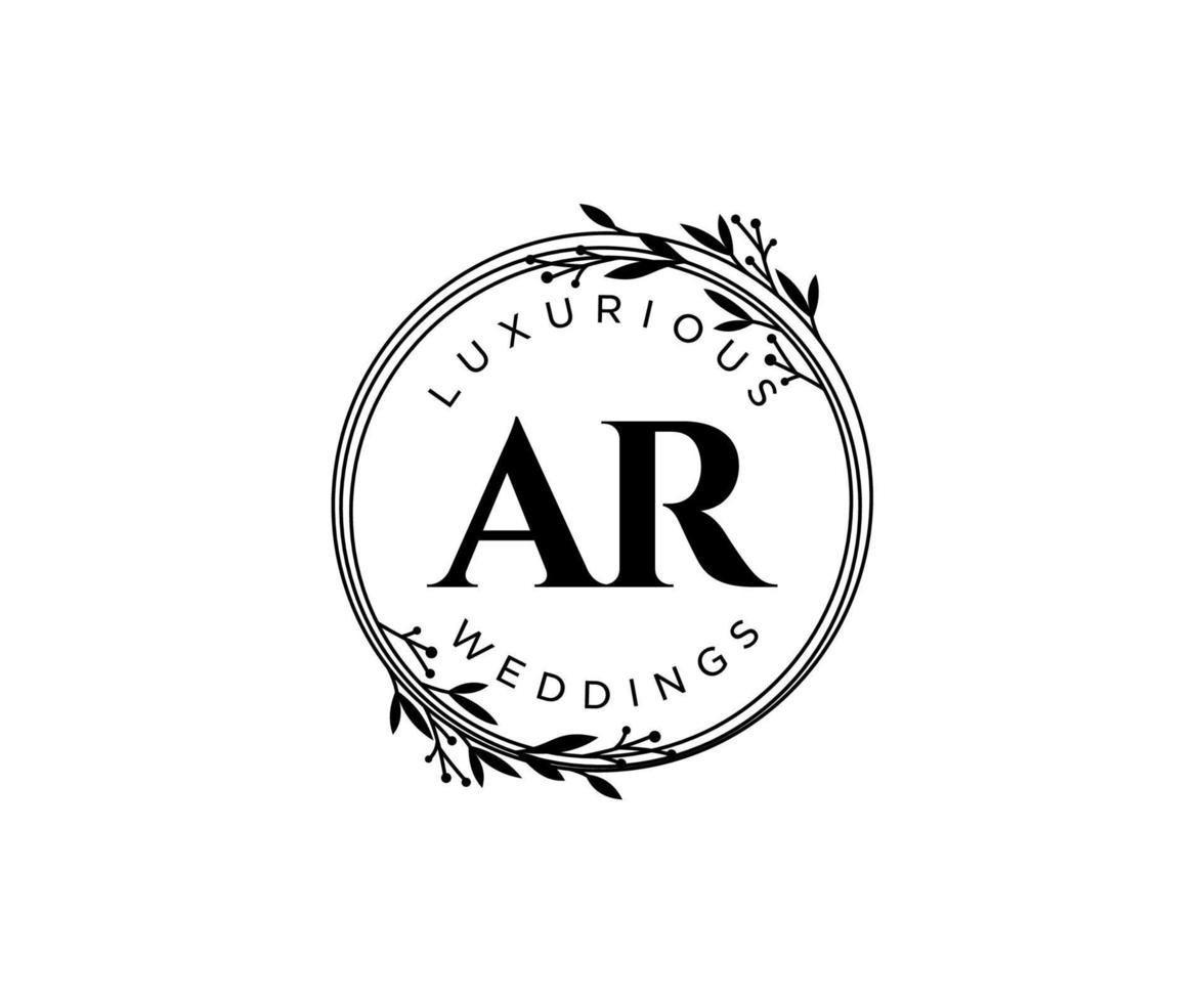 ar initialen brief bruiloft monogram logos sjabloon, hand- getrokken modern minimalistisch en bloemen Sjablonen voor uitnodiging kaarten, opslaan de datum, elegant identiteit. vector