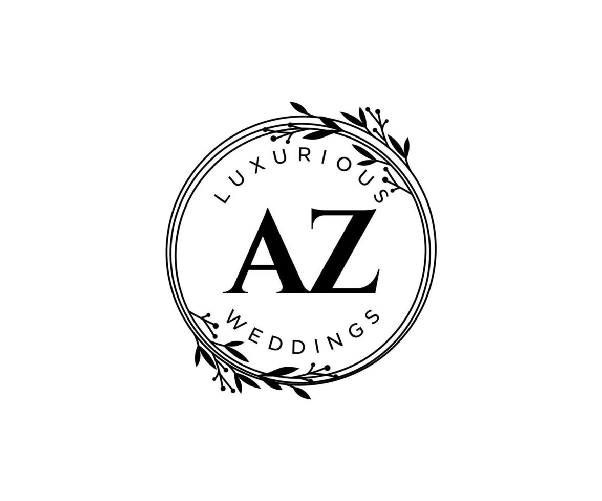 az initialen brief bruiloft monogram logos sjabloon, hand- getrokken modern minimalistisch en bloemen Sjablonen voor uitnodiging kaarten, opslaan de datum, elegant identiteit. vector