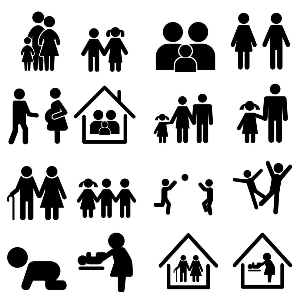 familie vector icoon set. familieleden illustratie teken verzameling. mensen symbool.