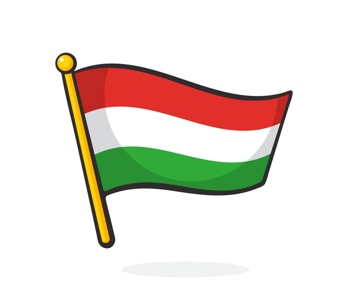 tekenfilm illustratie van vlag van Hongarije Aan vlaggestok vector