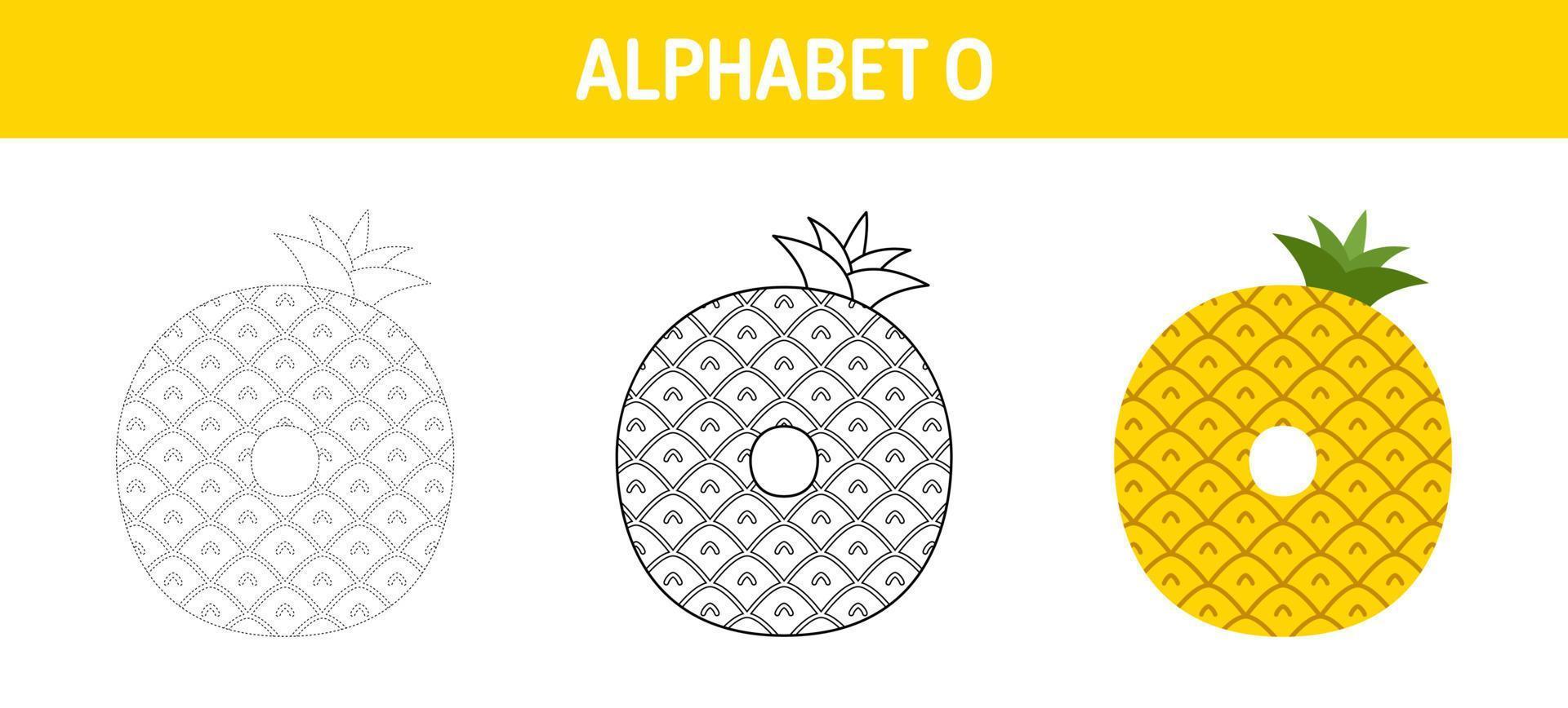 alfabet O traceren en kleur werkblad voor kinderen vector