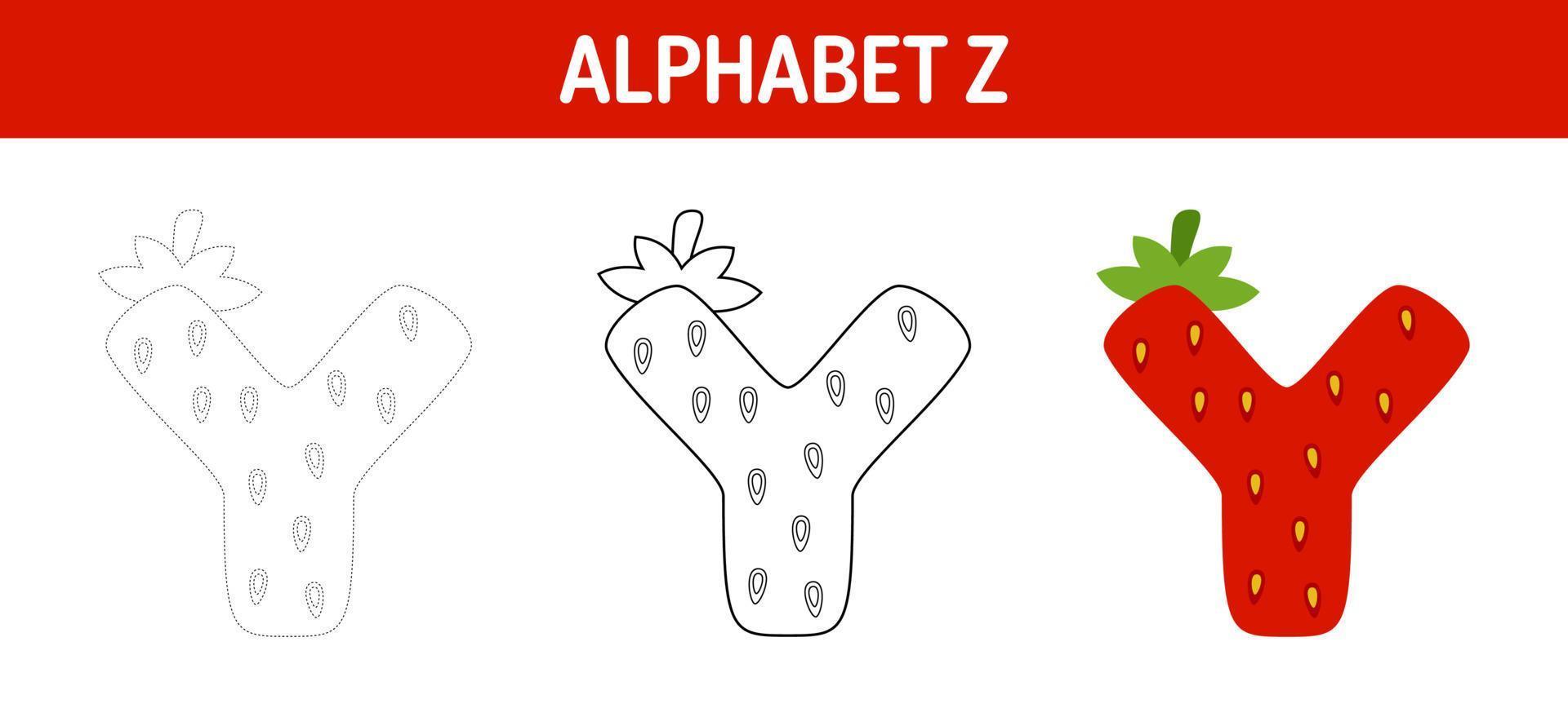 alfabet y traceren en kleur werkblad voor kinderen vector