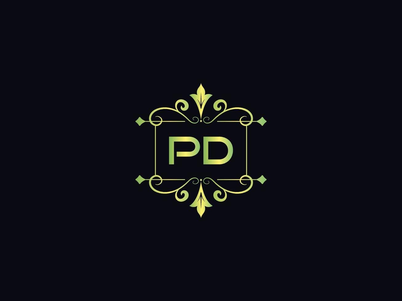 monogram pd luxe logo, minimaal pd brief logo ontwerp vector