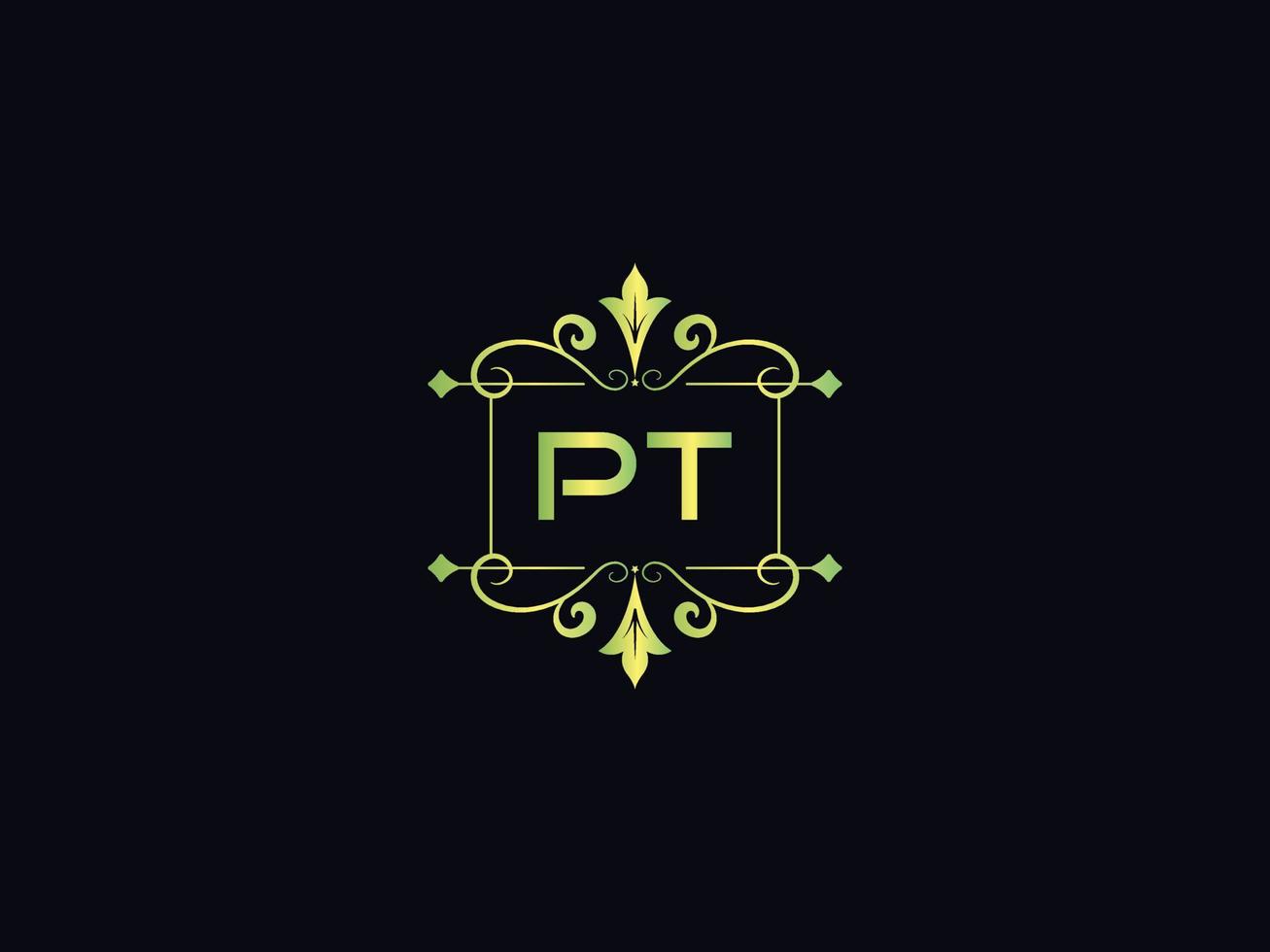 monogram pt luxe logo, minimaal pt brief logo ontwerp vector