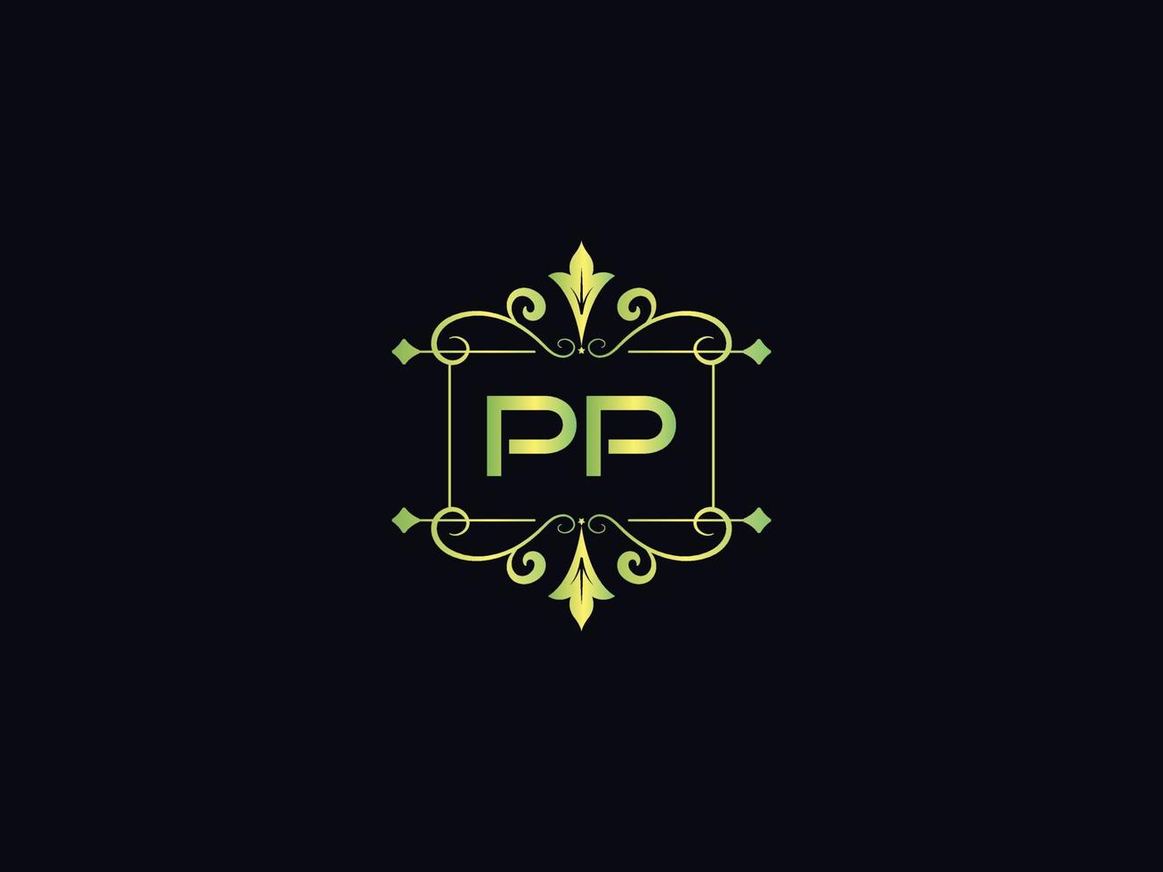 monogram pp luxe logo, minimaal pp brief logo ontwerp vector