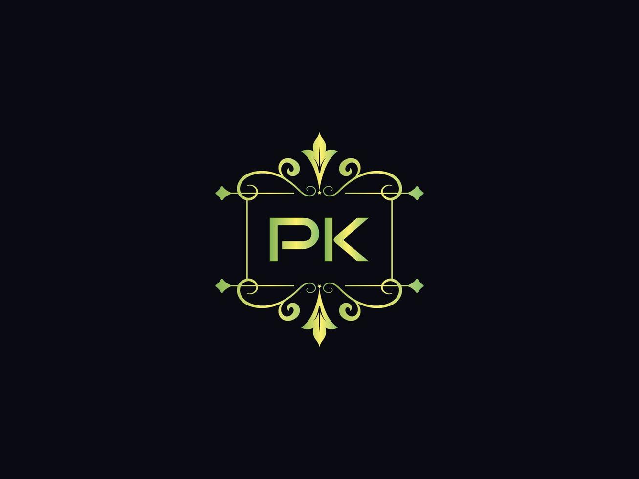 monogram pk luxe logo, minimaal pk brief logo ontwerp vector