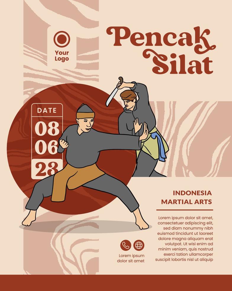 Indonesisch pencak silat krijgshaftig kunst illustratie achtergrond voor toerisme evenement vector