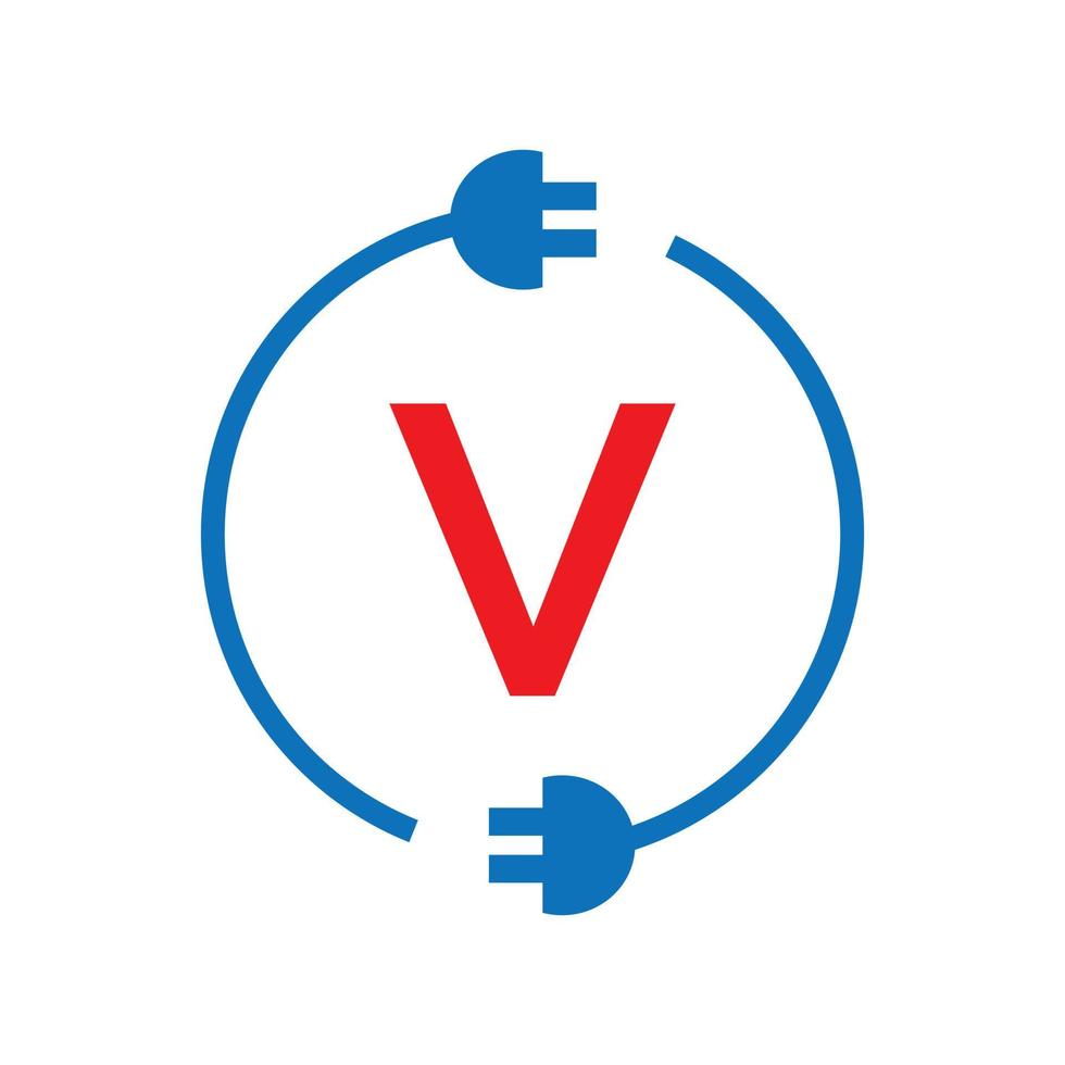 donder bout brief v elektriciteit logo. elektrisch industrieel, macht teken elektrisch bout vector