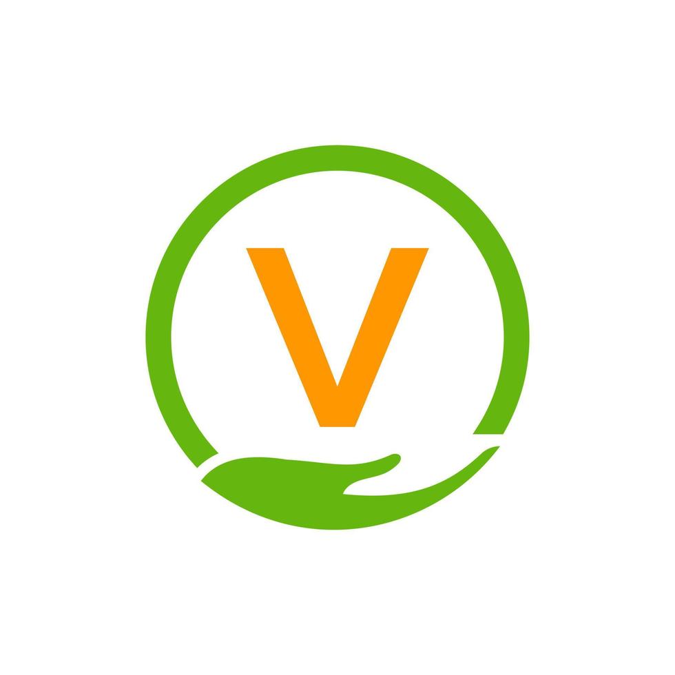 brief v liefdadigheid helpen hand- logo vector