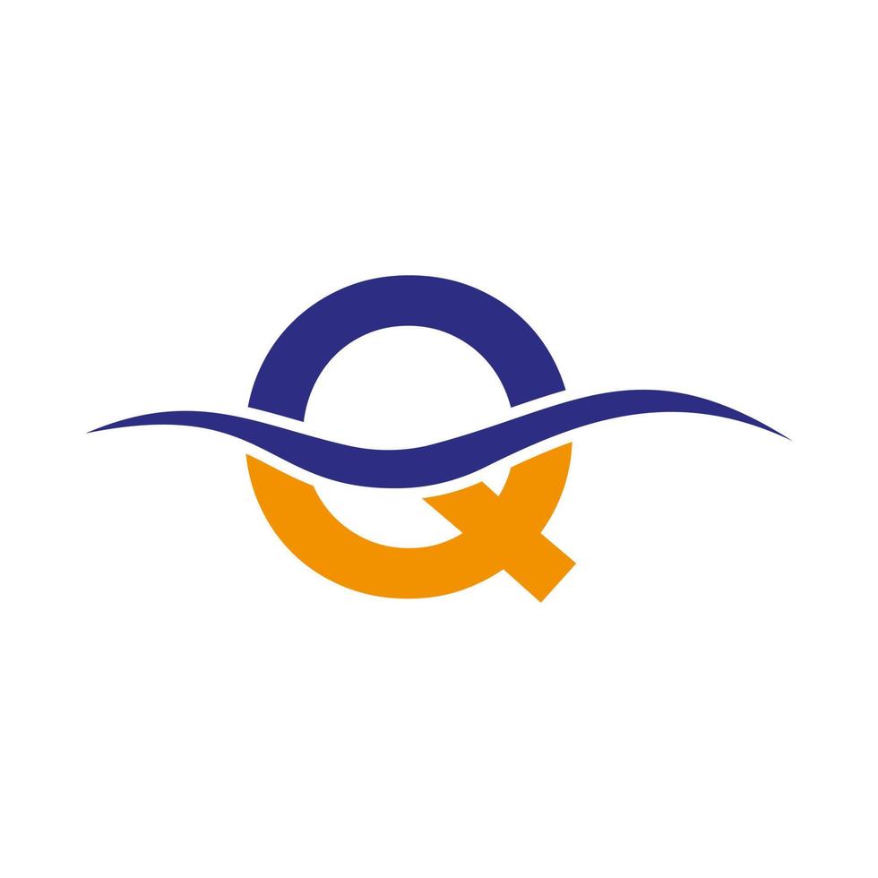 brief q logo teken ontwerp water Golf concept vector