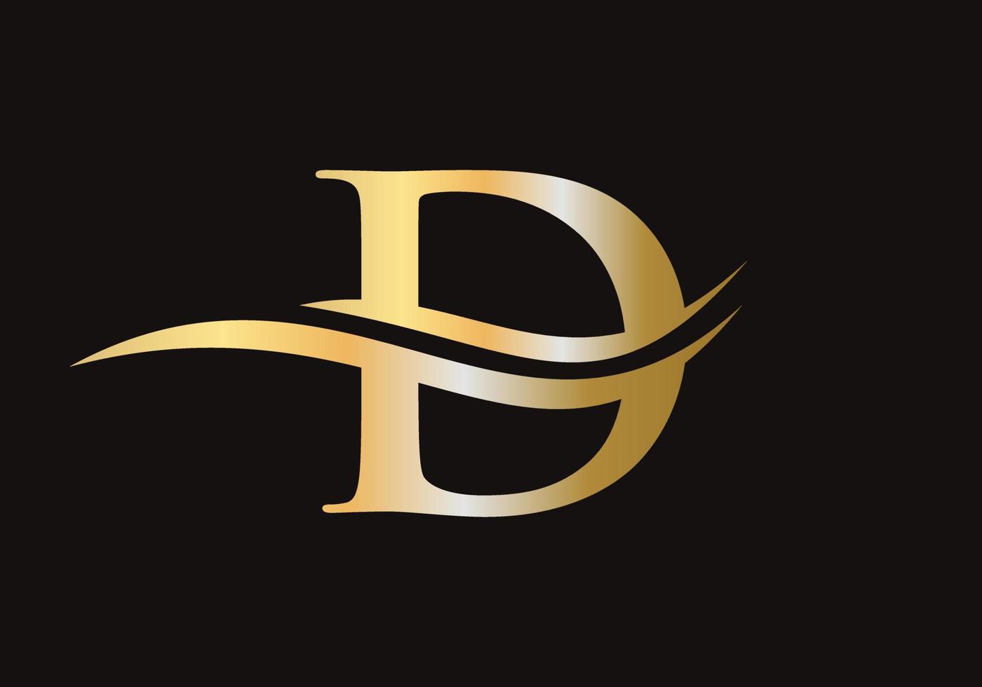 brief d logo teken ontwerp met water Golf concept vector