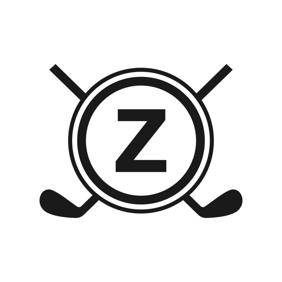 hockey logo Aan brief z vector sjabloon. Amerikaans ijs hockey toernooi sport team logo