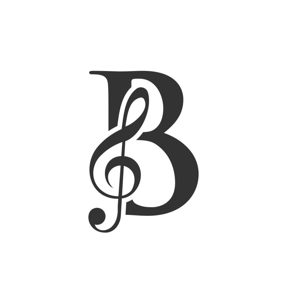 muziek- logo Aan brief b concept. muziek- Notitie teken, geluid muziek- melodie sjabloon vector