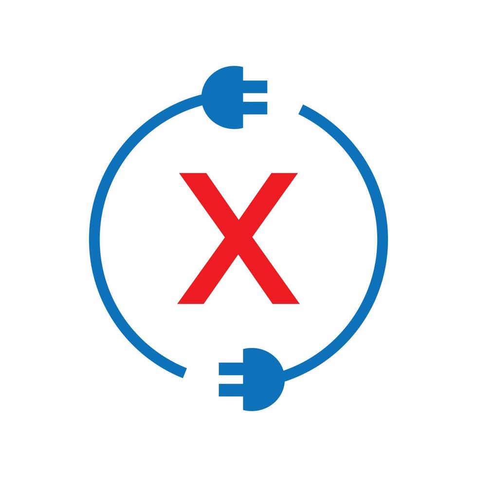 donder bout brief X elektriciteit logo. elektrisch industrieel, macht teken elektrisch bout vector