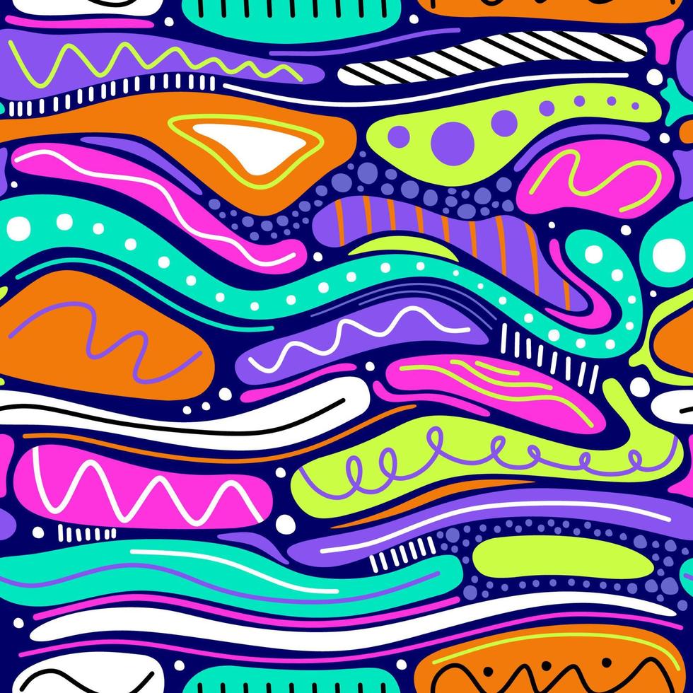 hand- tekening van abstract lijn Memphis naadloos patroon. vector