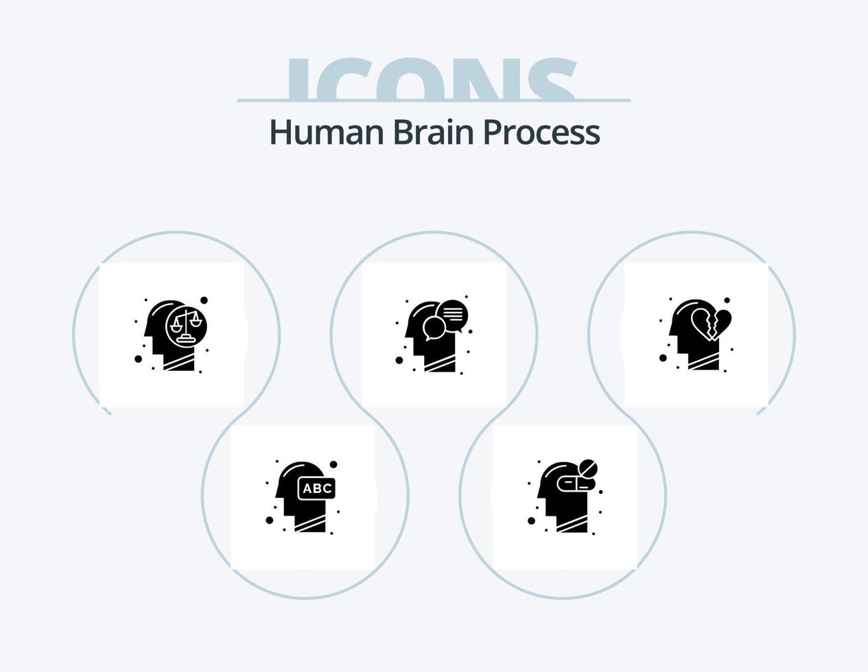menselijk hersenen werkwijze glyph icoon pak 5 icoon ontwerp. verstand. hoofd. geneesmiddel. communicatie. menselijk vector