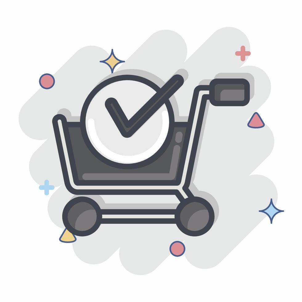 icoon aankoop winkel. verwant naar online op te slaan symbool. grappig stijl. gemakkelijk illustratie. winkel vector