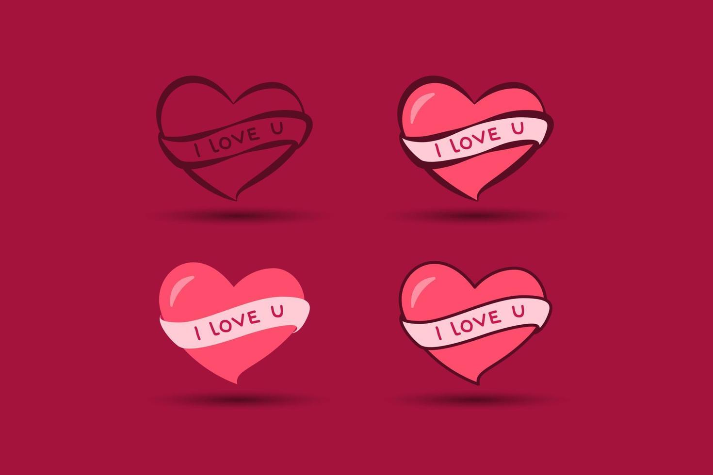 valentijnsdag dag element. valentijnsdag liefde cadeaus met linten. vector illustratie