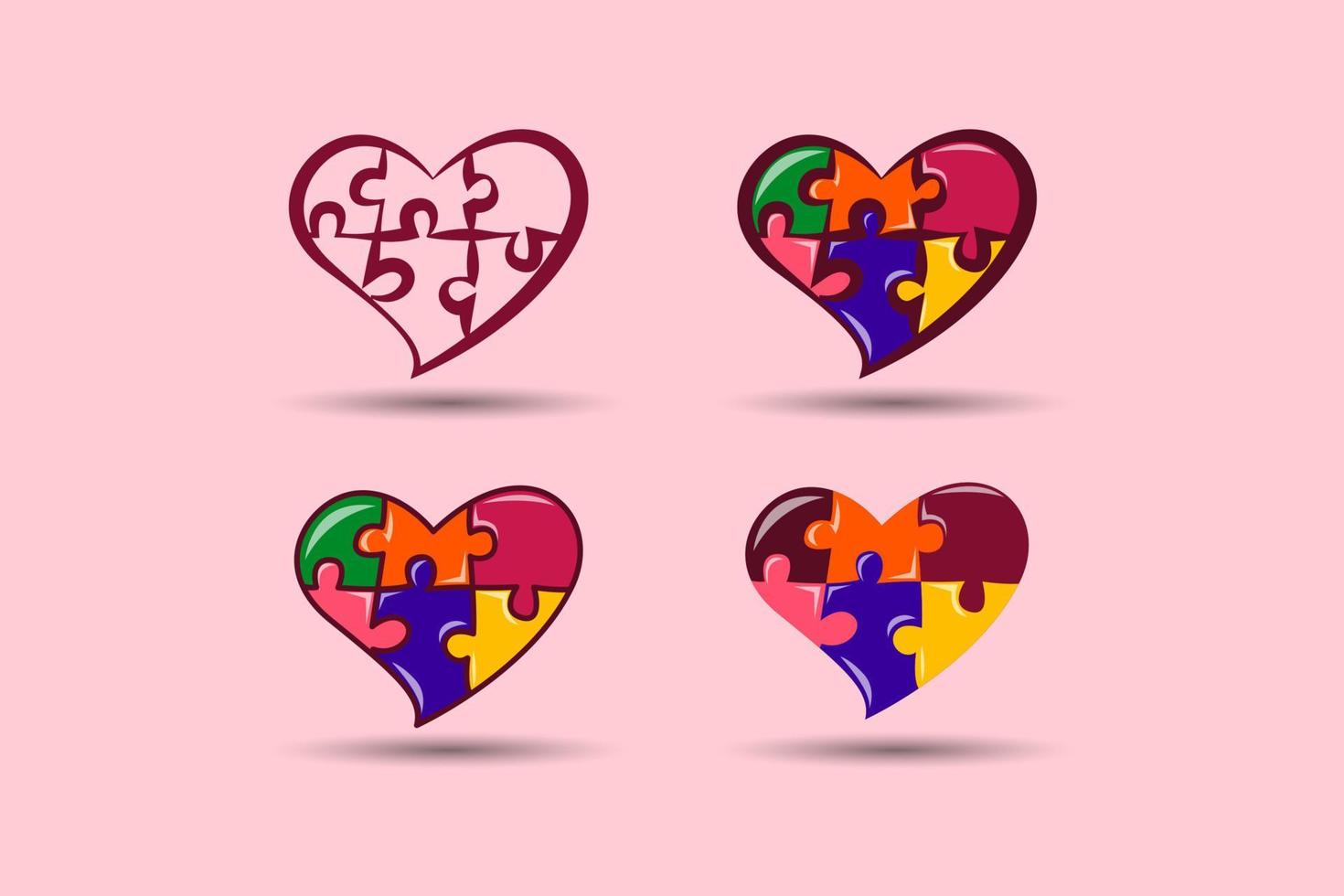 valentijnsdag dag element. liefde vorm met puzzel. vector illustratie