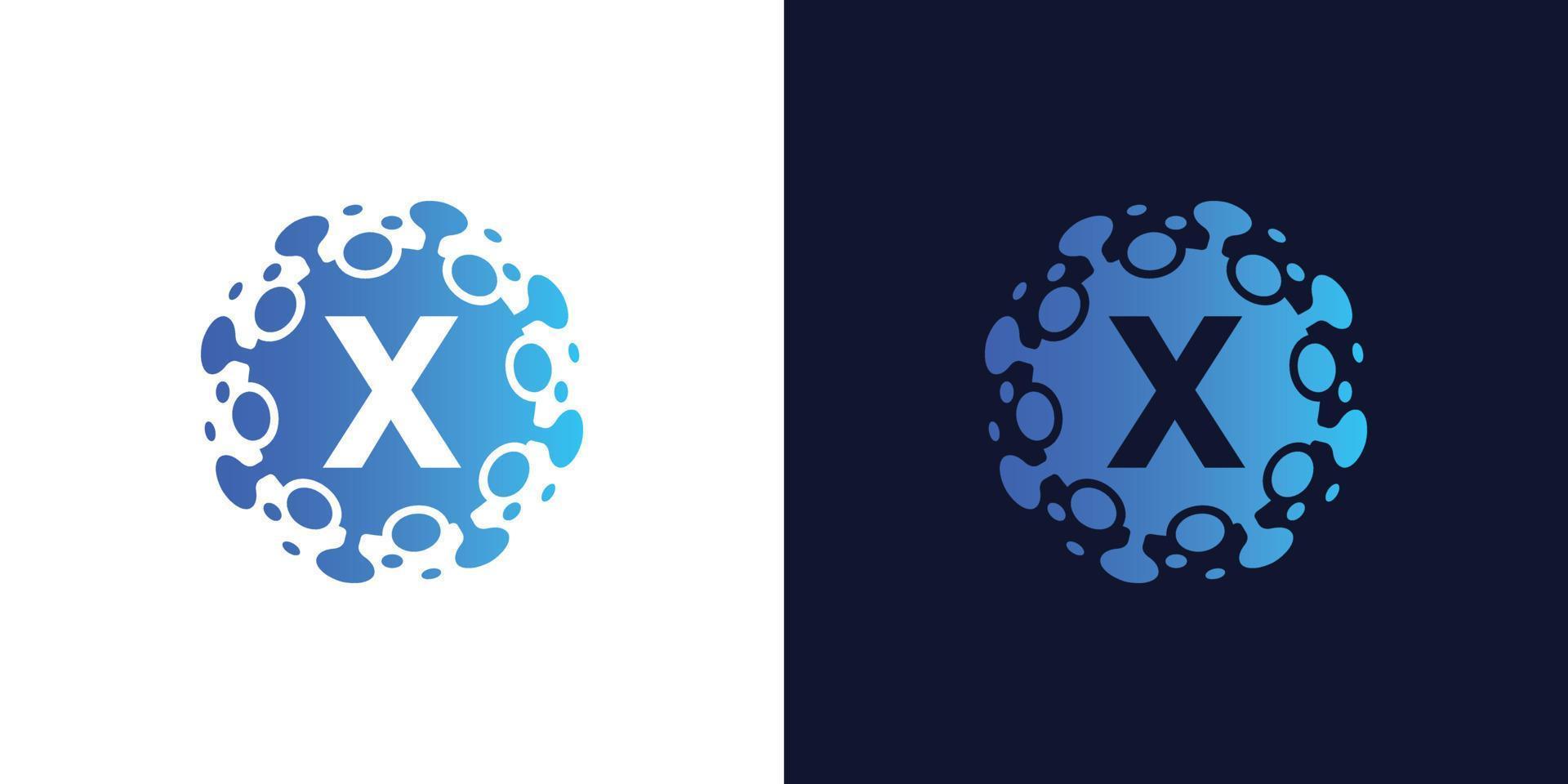 molecuul eerste brief X logo ontwerp , laboratorium logo ontwerp element , ontwerp vector met dots