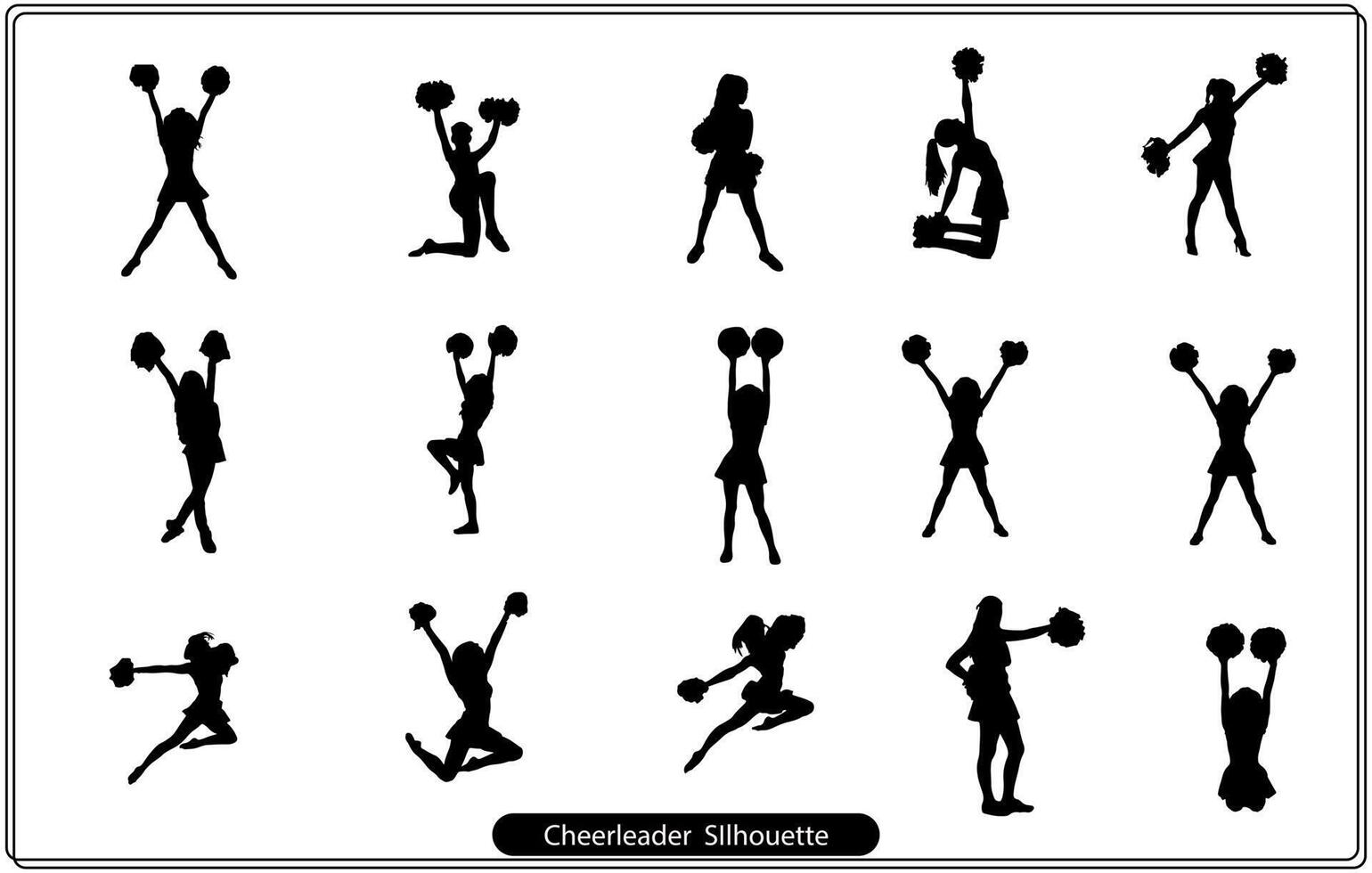 gedetailleerd silhouet cheerleaders met pompons vrij vector