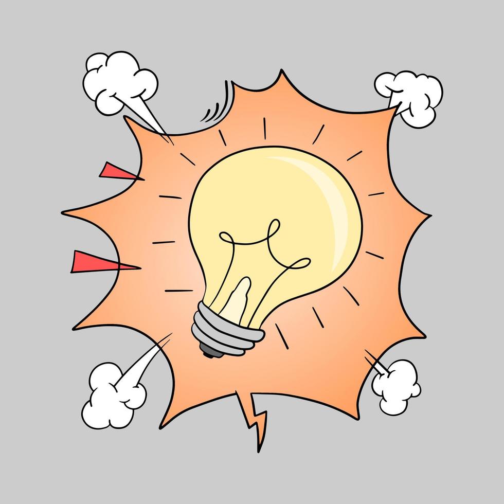 lamp in toespraak ballon, idee symbool, vector illustratie